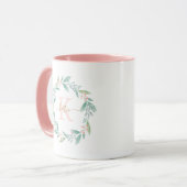 Mug Belle aquarelle Floral Wreath Monogramme (Devant gauche)
