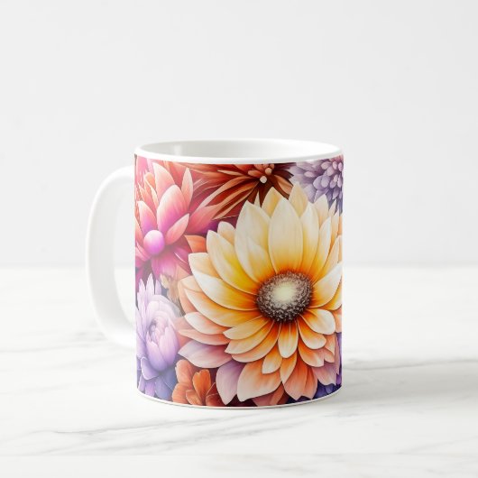 Mug Belle aquarelle florale (Devant gauche)
