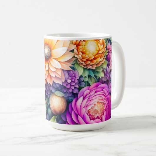 Mug Belle aquarelle florale (Devant droit)