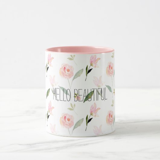 Mug Belle Aquarelle Florale Rose (Centre)