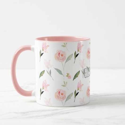 Mug Belle Aquarelle Florale Rose (Gauche)