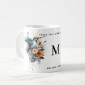 Mug Belle aquarelle Hummingbird Monogramme Nom (Devant gauche)