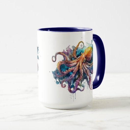 Mug Belle aquarelle pieuvre (Devant droit)