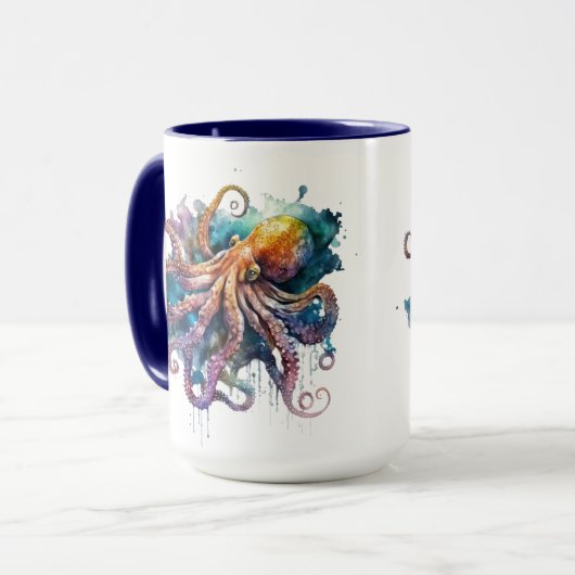 Mug Belle aquarelle pieuvre (Devant gauche)