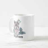 Mug Belle aquarelle Wolf Nom personnalisé (Devant gauche)