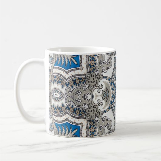Mug Belle arabesque blanche et bleue, motif islamique (Gauche)