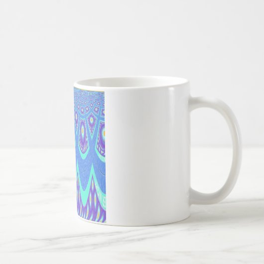 Mug Belle Art vectoriel d'impression batik Cyan Bleu r (Droite)