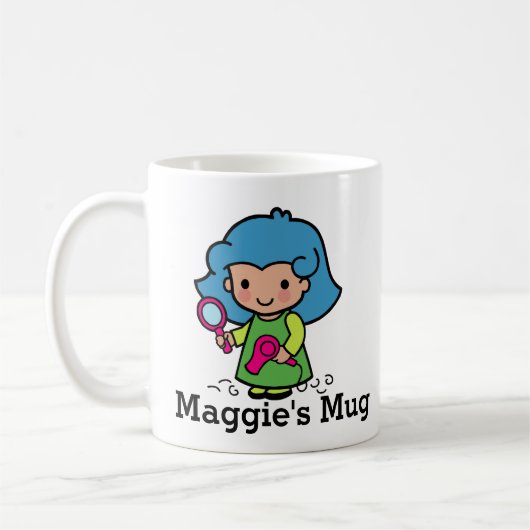 Mug Belle Beauticienne / Coiffeuse Styliste avec sèche (Gauche)