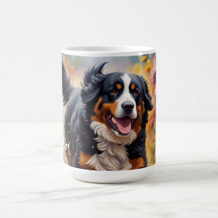 Mug Belle Bernese Mountain Dog & Flowers