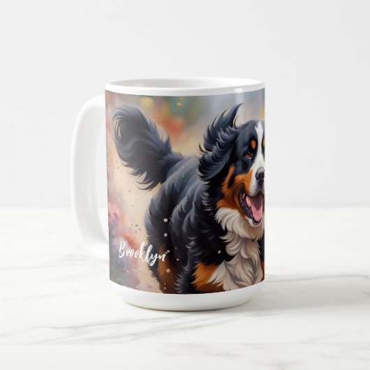 Mug Belle Bernese Mountain Dog & Flowers (Devant gauche)