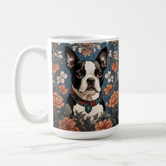 Mug Belle Boston Terrier William Morris Inspiré (Gauche)