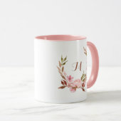 Mug Belle Botanique | Couronne florale avec monogramme (Devant droit)