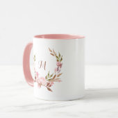 Mug Belle Botanique | Couronne florale avec monogramme (Devant gauche)