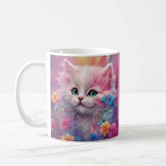 Mug Belle Chat Blanc Fluffy (Gauche)