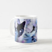 Mug Belle Chats Noirs avec Fleurs (Devant gauche)