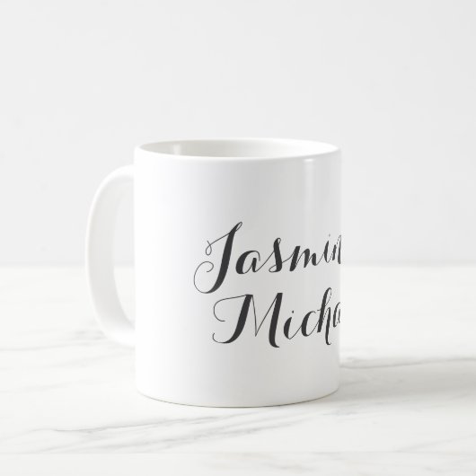 Mug Belle Chic Calligraphie Couple Noms (Devant gauche)