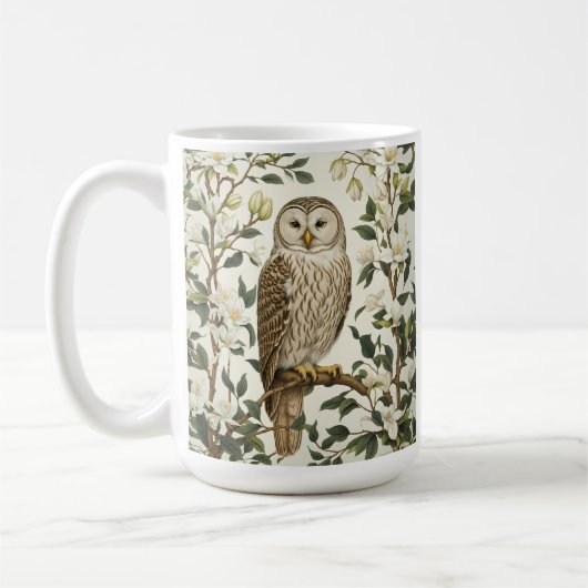 Mug Belle Chouette De L'Oural Et Fleurs De Magnolia (Gauche)