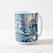 Mug Belle Chouette Noire Et Blanche En Hiver (Devant droit)