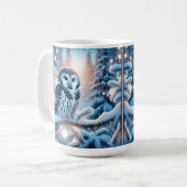 Mug Belle Chouette Noire Et Blanche En Hiver (Devant gauche)