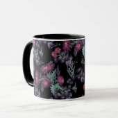 Mug Belle chrysanthème fleurs rouges vert gris lea (Devant gauche)
