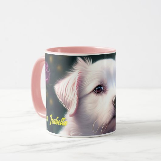 Mug Belle Collection Chien Et Rose (Devant gauche)