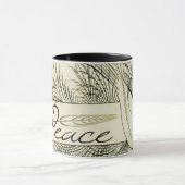 Mug Belle colombe blanche Vintage entourée de feuillag (Centre)