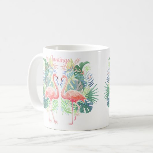 Mug Belle Conte Fée Pour Deux Flamants roses Fleur Tro (Devant gauche)