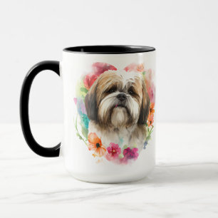 MUG BELLE COULEUR D'EAU BROWN BLANC LHASA APSO CHIEN