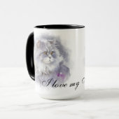 MUG BELLE COULEUR D'EAU FLUFFANT CHAT ANGORA (Devant gauche)