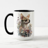 MUG BELLE COULEUR D'EAU TAN CHIHUAHUA FLEURS DE CHIENS (Gauche)
