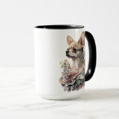 MUG BELLE COULEUR D'EAU TAN CHIHUAHUA FLEURS DE CHIENS (Devant droit)