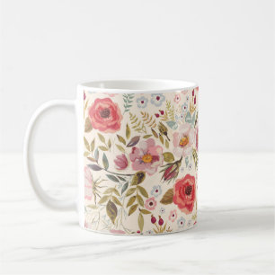 Mug Belle croquis de fleurs de rose rouge