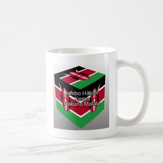 Mug Belle Cube à Drapeau Kenyan avec Greeting Ar (Droite)