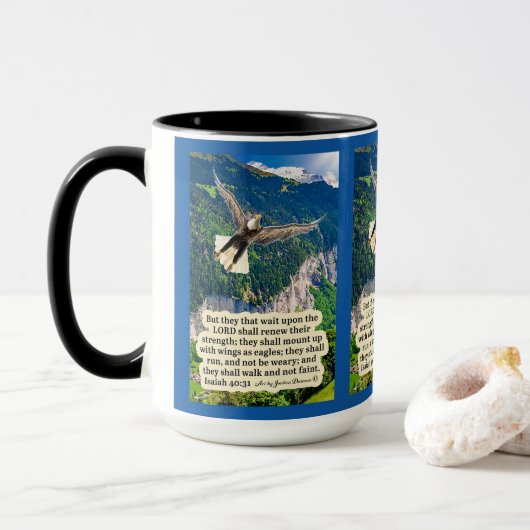 Mug Belle Écriture d'aigle Isaïe 40:31 (Avec donut)
