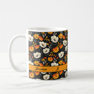 Mug Belle écriture de fleurs sauvages girly colorées d