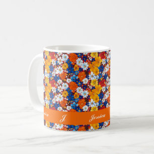Mug Belle écriture de fleurs sauvages girly colorées d