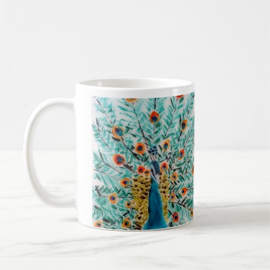 Mug Belle émeraude vert turquoise Peacock (Gauche)