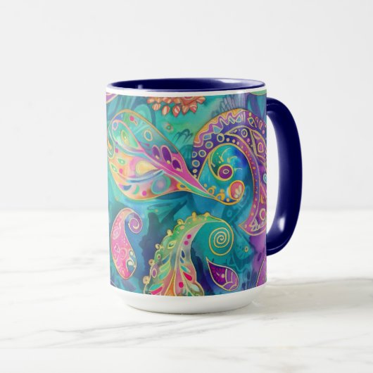 Mug Belle et Vibrant Whimsical Paisley (Devant droit)