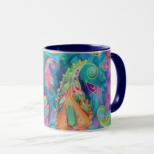 Mug Belle et Vibrant Whimsical Paisley (Devant droit)