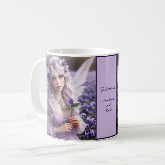 Mug Belle Fée de Février en Violets (Devant gauche)