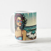 Mug Belle femme sur la plage Comic Book Pop Art (Devant gauche)