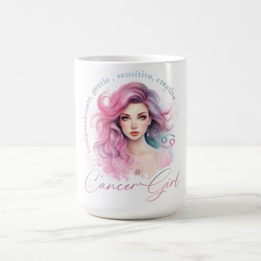 Mug Belle Fille Cancer Avec Traits (Centre)