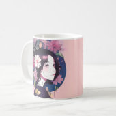 Mug Belle Fille d'Anime Couronnée de Fleurs (Devant gauche)