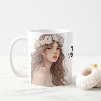 Mug Belle Fille d'Anime Floral – Esthétique Pastel Dou