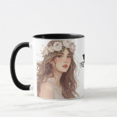 Mug Belle Fille d'anime Florale – Esthétique Pastel Do (Gauche)