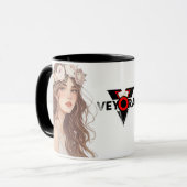 Mug Belle Fille d'anime Florale – Esthétique Pastel Do (Devant gauche)