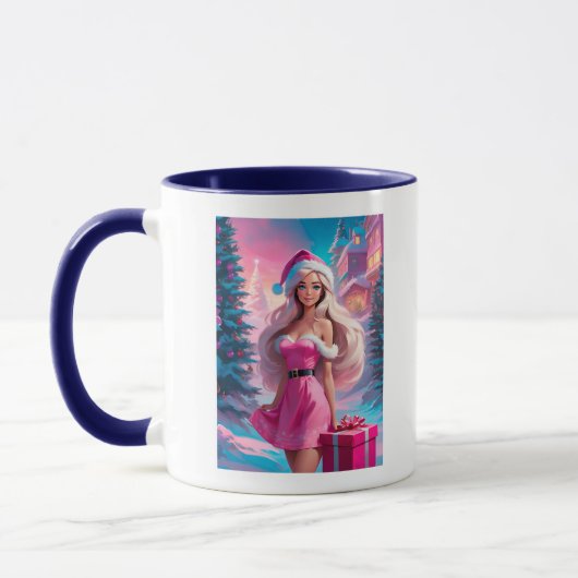 Mug Belle fille de Noël rose 01 (Gauche)