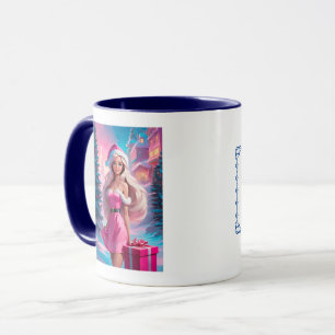 Mug Belle fille de Noël rose 01