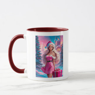 Mug Belle fille de Noël rose 01