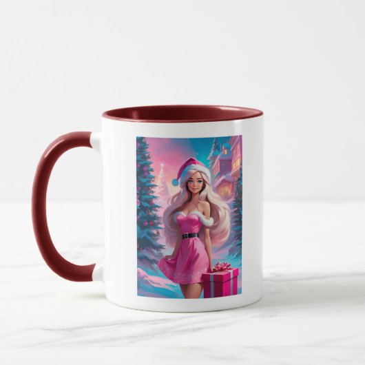 Mug Belle fille de Noël rose 01 (Gauche)